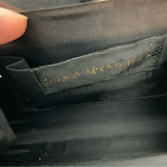 Jessica McClintock 90’s Vintage Black Satin Chain Clutch Chain Bag w/Ornate Gems - Picture 9 of 16